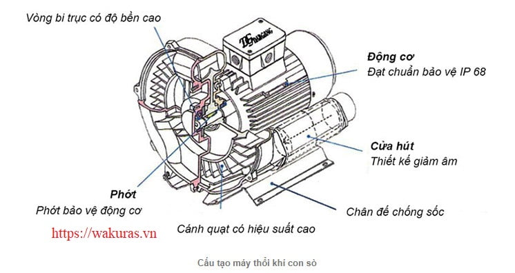 cấu tạo máy thổi khí 1hp